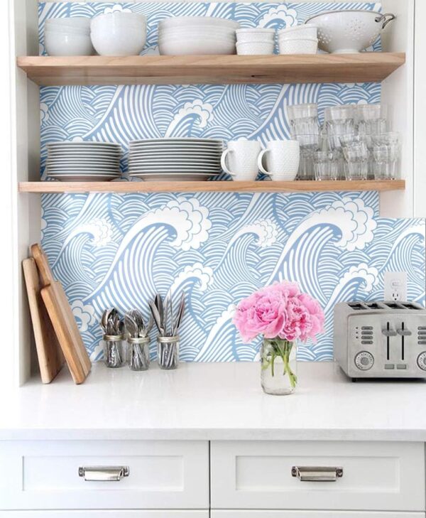 Sea Waves Adhesive Shelf Liner, 17.7"x9.8' - Image 3