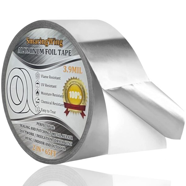 Waterproof Aluminum Foil Duct Tape for HVAC, 2"x65', Silver