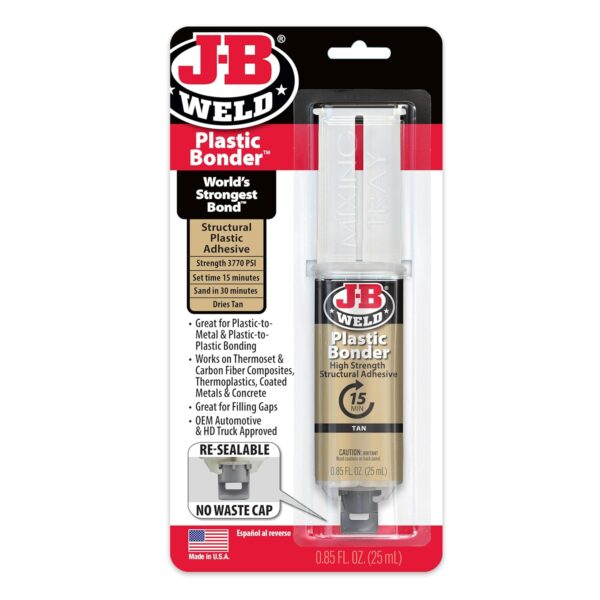 J-B Weld Plastic Bonder Adhesive Syringe - Tan - 25ml