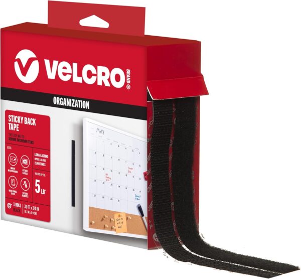 VELCRO Brand 30 ft Sticky Back Fasteners - 3/4 in Wide Black