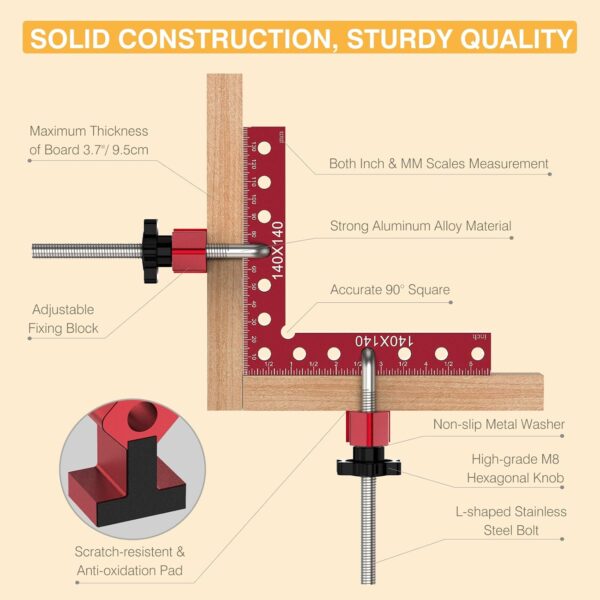 Woodworking Corner Clamp, 90 Degree Aluminum Alloy (4pack) - Image 4