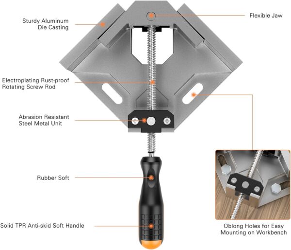 Housolution 90° Aluminum Corner Clamp [4 PACK] Woodworking Tool - Image 8