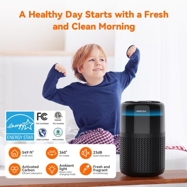 AIRROMI Air Purifier: HEPA Filter, Quiet, Covers 549 Ft² - Image 2