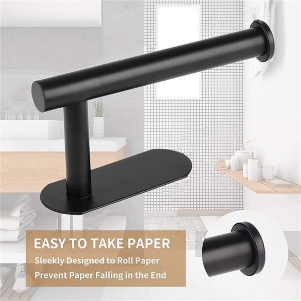 Self Adhesive Toilet Paper Holder - Matte Black - Image 3