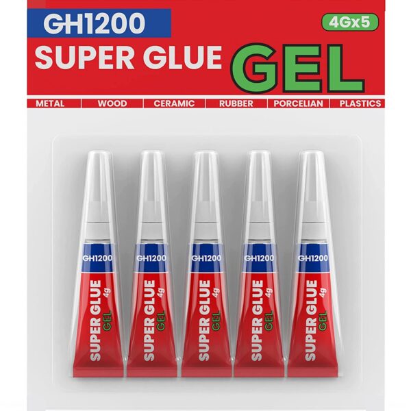 5-Pack Super Glue Gel with Anti Clog Cap - Strong Adhesive for DIY Crafts