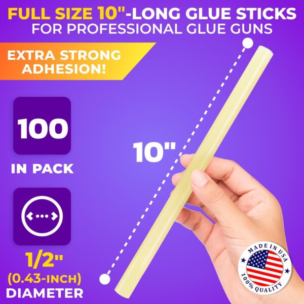 100 Pack of 10" Amber Glue Sticks for Professional Guns - Image 2