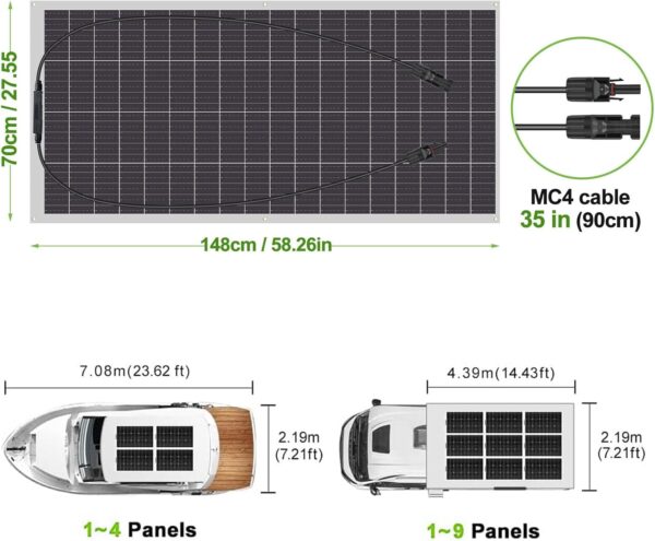 300W Flexible Solar Panel for RV, Trailer, Yacht - Image 5