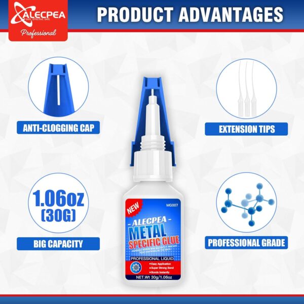 30g Industrial Strength Metal Glue - Quick Set, 3 Nozzles - Image 3