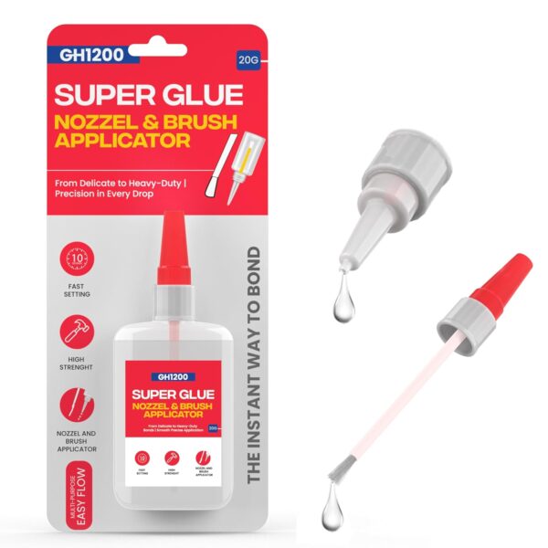 GH1200 2-in-1 Super Glue with Brush Applicator & Nozzle