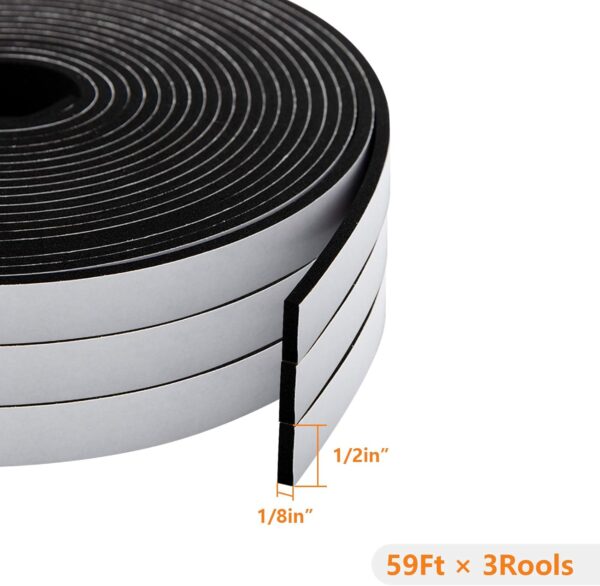 Foam Seal Tape: 1/2" Wide X 1/8" Thick, 59ft Long - Image 2