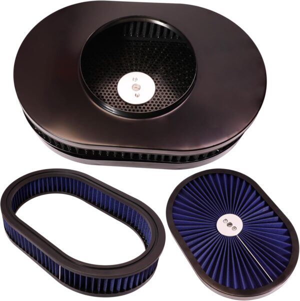 12x2" Oval Air Cleaner Filter Assembly 5-1/8" Carb Neck (Blue) - Image 6