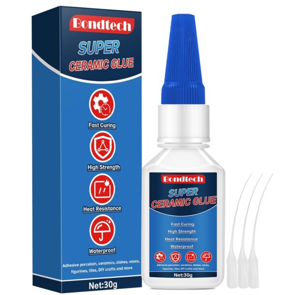 30g Ceramic Glue with Anti-Clog Cap, Clear, Waterproof, Heat-Resistant