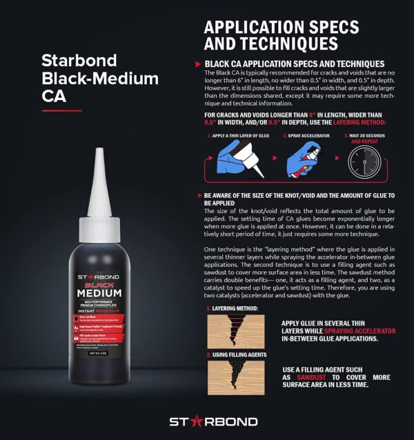 Starbond 2 oz. Black Medium CA Glue for Woodworking - Image 5