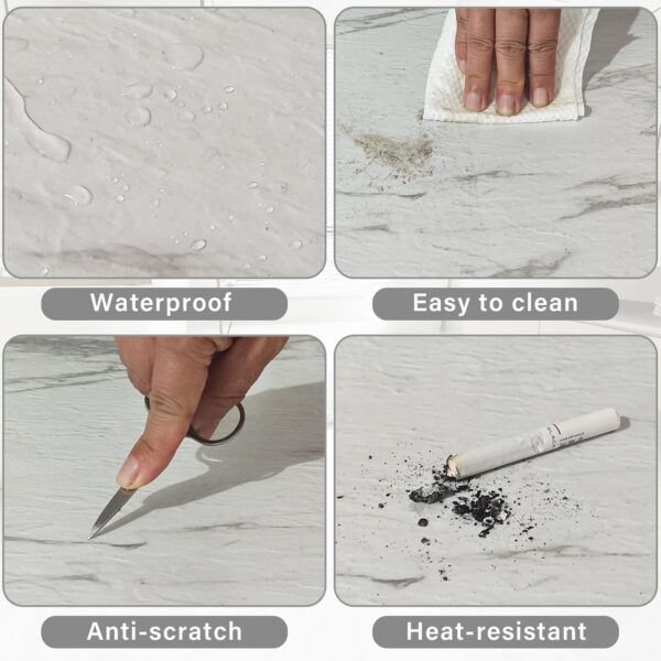 20-Pack Peel and Stick Vinyl Floor Tiles, White Vein Marble - Image 5