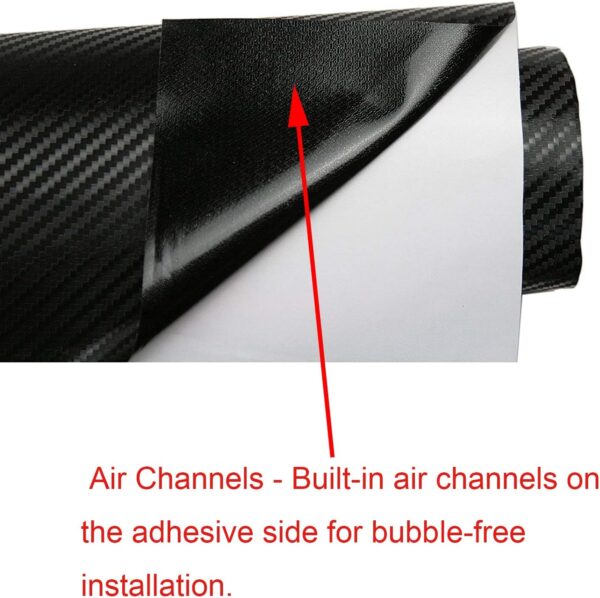 LZLRUN 3D Carbon Fiber Vinyl Wrap - 12"x60" - Black - Image 5