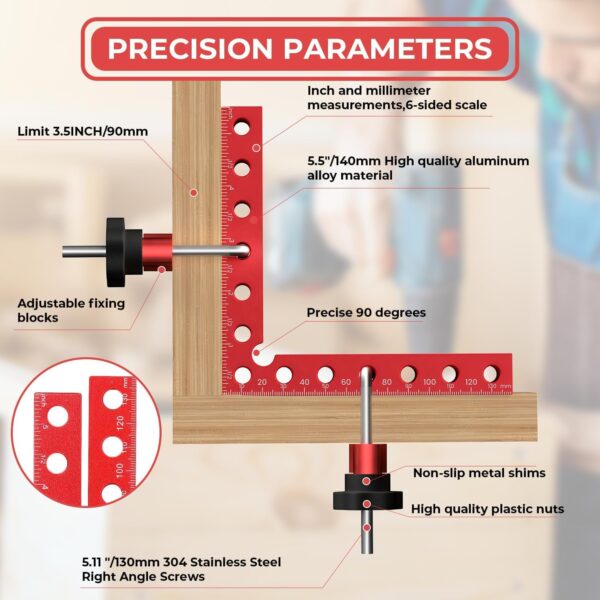 Woodworking Corner Clamps, 90 Degree Aluminum Alloy Clamp Tool - Image 3