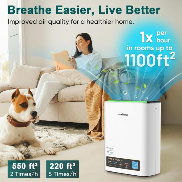 Jafanda Large Room Air Purifier with HEPA Filter, Alexa Compatible - Image 2