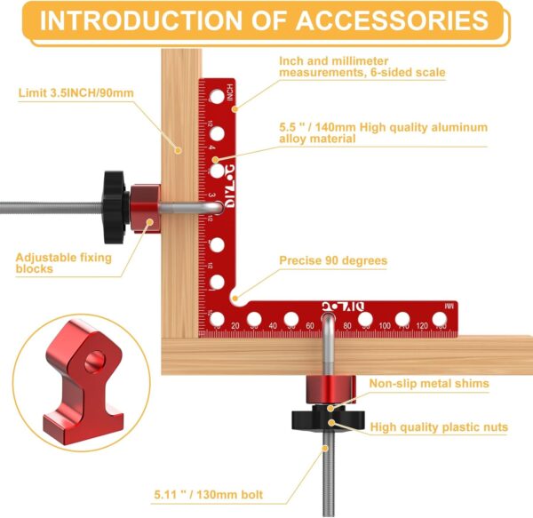 Woodworking 90 Degree Corner Clamp 4 Pack Aluminum 5.5" - Image 5