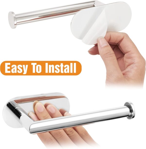 HITSLAM Chrome Self Adhesive Toilet Paper Holder for Bathroom - Image 3