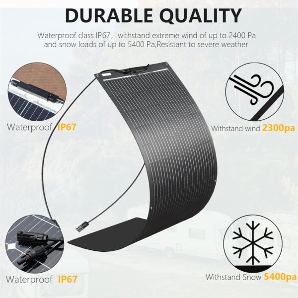 100W Flexible Solar Panel Kit with Charge Controller and Cable - Image 5