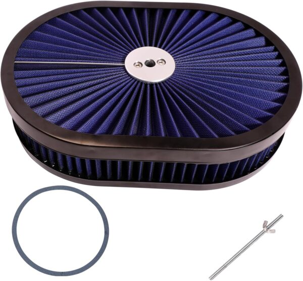 12x2" Oval Air Cleaner Filter Assembly 5-1/8" Carb Neck (Blue)