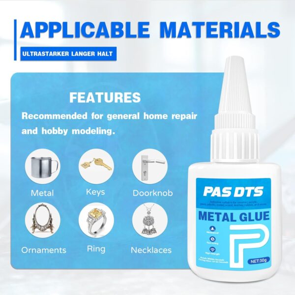 30g Fast-Drying Metal Glue for Stainless Steel, Aluminum, Jewelry - Image 2