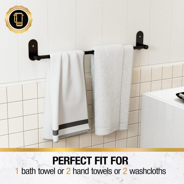 HITSLAM 24 Inch Matte Black Towel Bar, Self Adhesive Stainless Steel Wall Mounted - Image 5