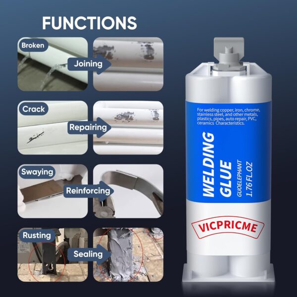 2 Part Metal Epoxy Glue for Repairs 1.76 oz - Image 3