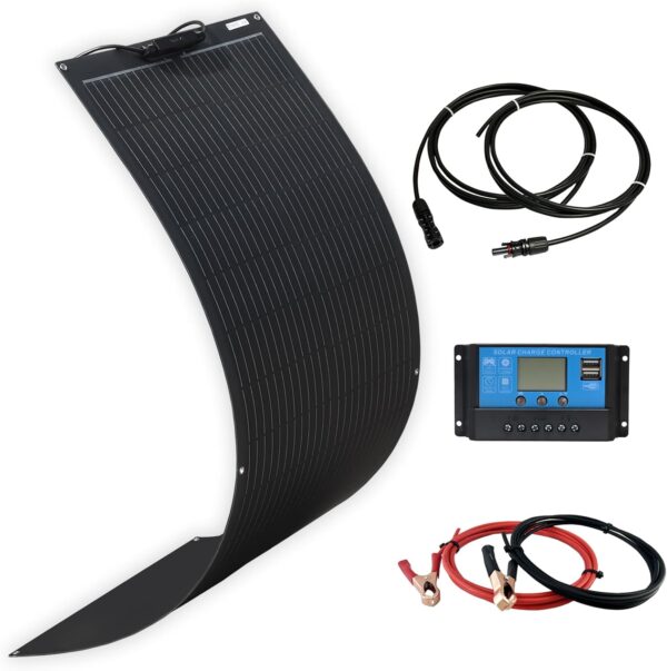 100W Flexible Solar Panel Kit with Charge Controller and Cable