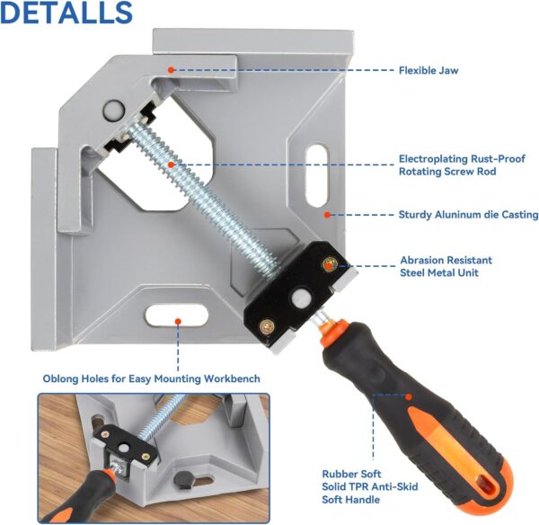 Adjustable 90 Degree Corner Clamp for Woodworking and Framing - Image 3