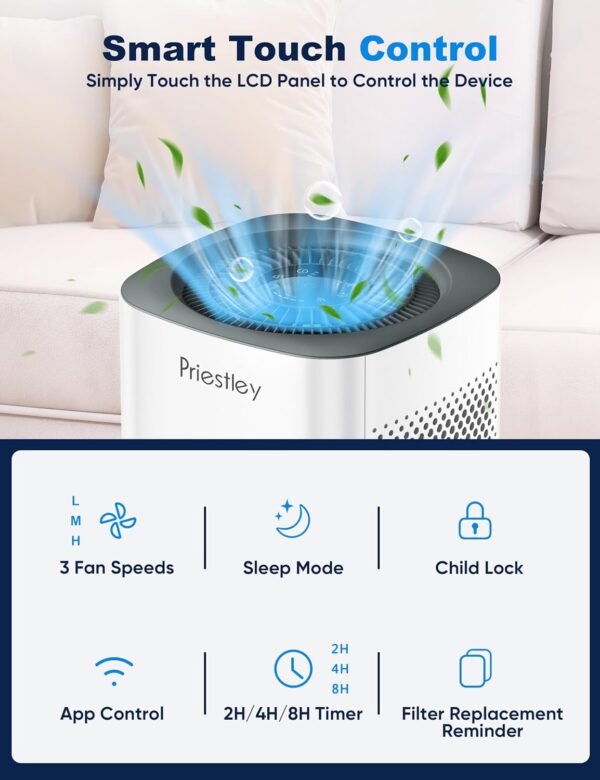 Priestley Smart WiFi Air Purifier for Bedroom/Home/Dorm up to 1100Ft² - Image 6