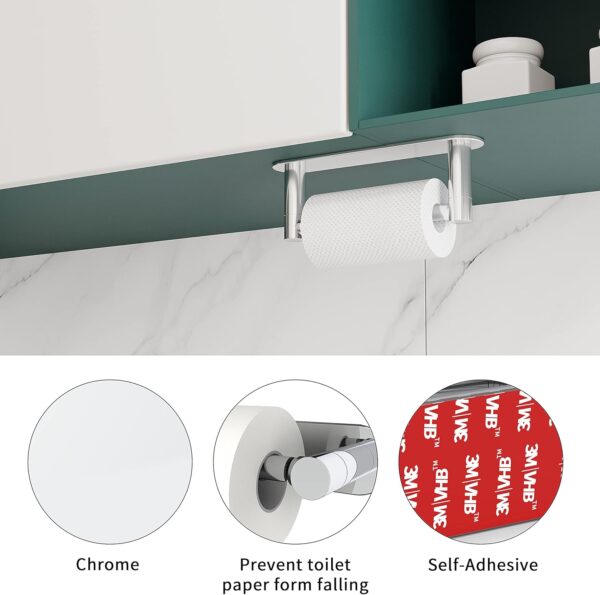 Chrome Adhesive Toilet Paper Holder with Pivoting Double Post - Image 2