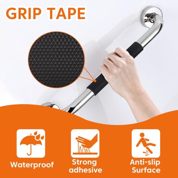 Black Rubber Grip Tape for Indoor & Outdoor Handles, 2In x 33Ft - Image 4