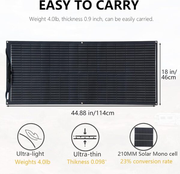 100W Flexible Solar Panel Kit with Charge Controller and Cable - Image 2