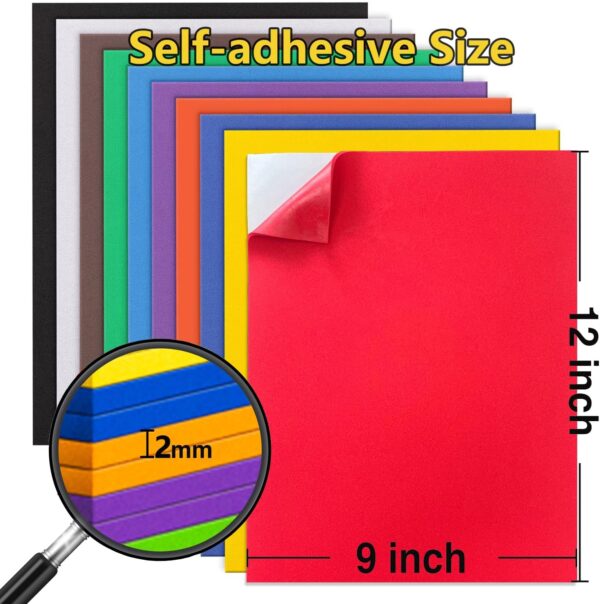 MEARCOOH Self Adhesive Foam Sheets, 10 Colors 9x12 Inch - Image 2