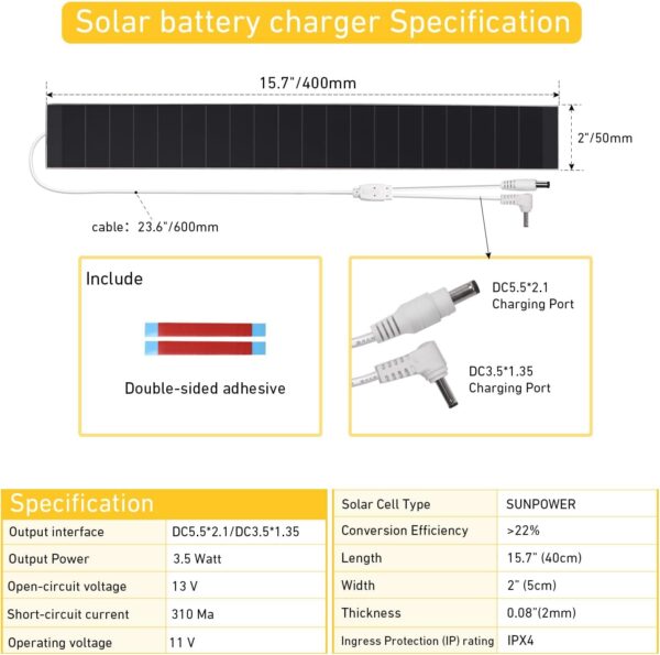 Slender Solar Panel for Motorized Blinds and Surveillance Camera - Image 2