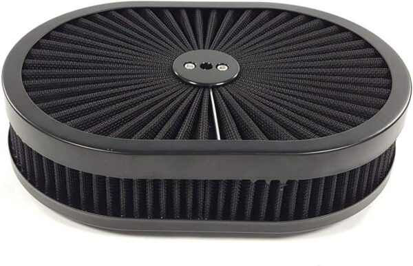 12"x2" Washable Oval Air Filter Set, 5-1/8" Carb Neck, Black - Image 7