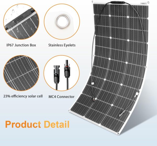 200W Flexible Solar Panel for Marine, RV, Boat, Trailer - Image 4