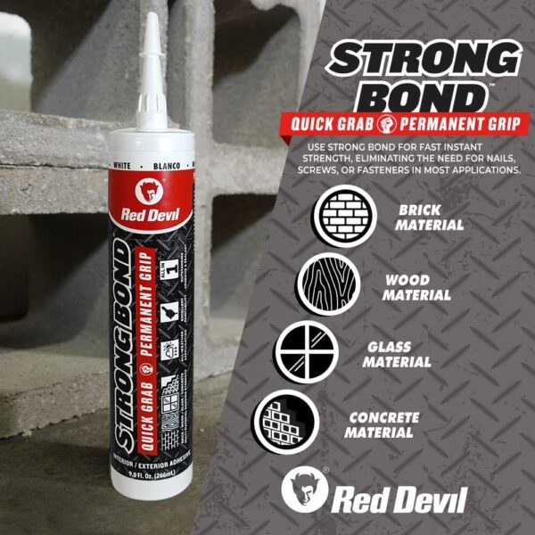 Red Devil 0956 Strong Bond Adhesive Sealant, 9 Oz. White - Image 3