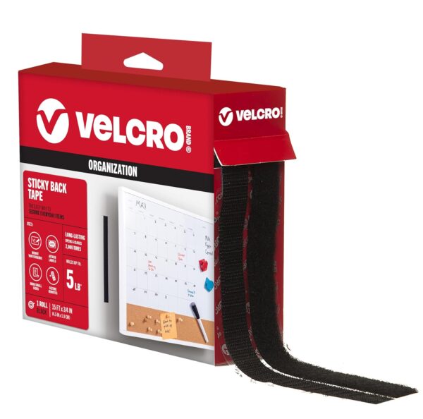 VELCRO Brand Sticky Back Roll | Black 15ft x 3/4in