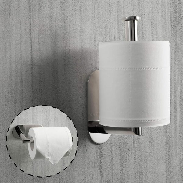 HITSLAM Chrome Self Adhesive Toilet Paper Holder for Bathroom - Image 2