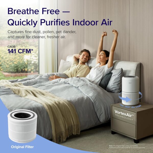 LEVOIT Air Purifier for Allergies Pets in Bedroom, 1095 ft², HEPA Filter, White - Image 2