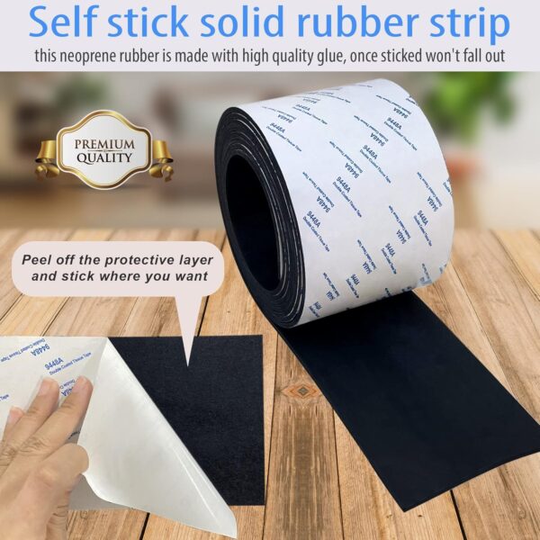 Neoprene Rubber Strip: DIY Gaskets, Crafts, Flooring, Anti-Slip (4''x10') - Image 2