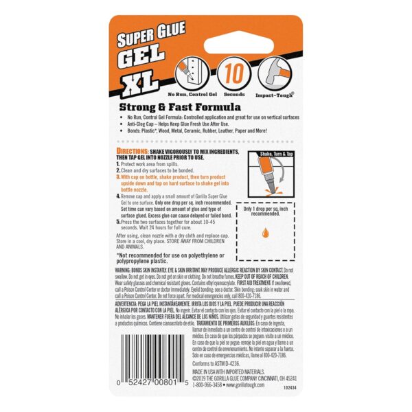 Gorilla Super Glue Gel XL, 25g, Clear - Image 2