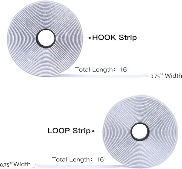 16ft White Hook and Loop Adhesive Tape Fastener - Image 2