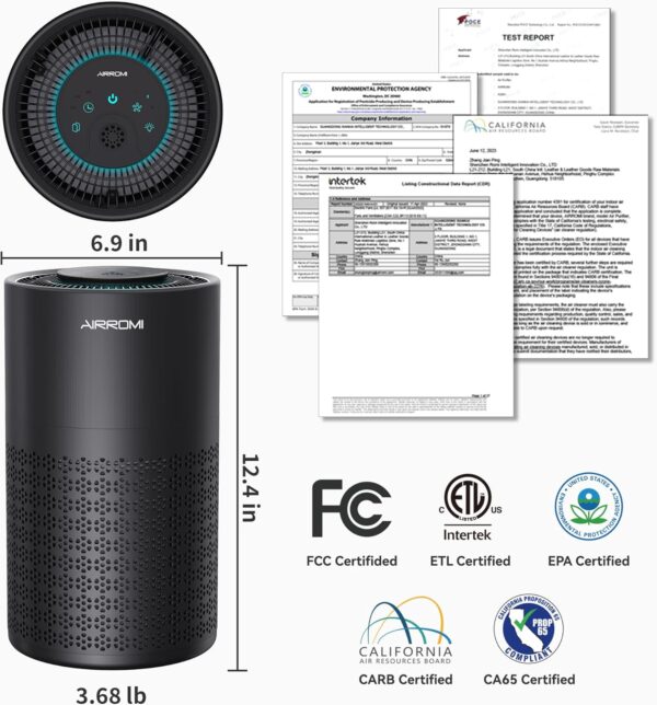 AIRROMI Pet Air Purifier for Bedroom, HEPA Filter, 990 Ft² - Image 7