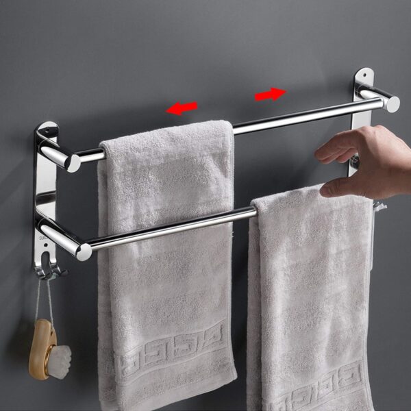 Retractable Stainless Steel Towel Rack with 3M Adhesive (2 Bars)