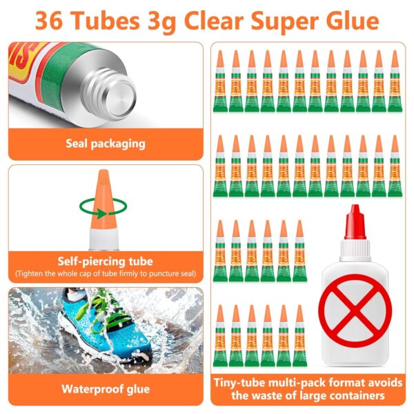 36 x 3g Super Strong All-Purpose Clear Gel Glue - Image 2