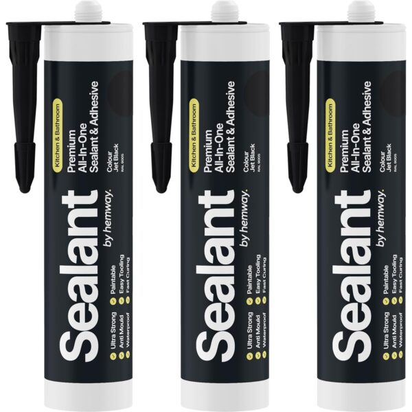 Jet Black Hybrid Sealant Adhesive 13.1oz - 3 Pack