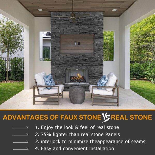 ROOMTEC Faux Stone Wall Panels for Interior/Exterior Decor, DIY Projects - Image 4